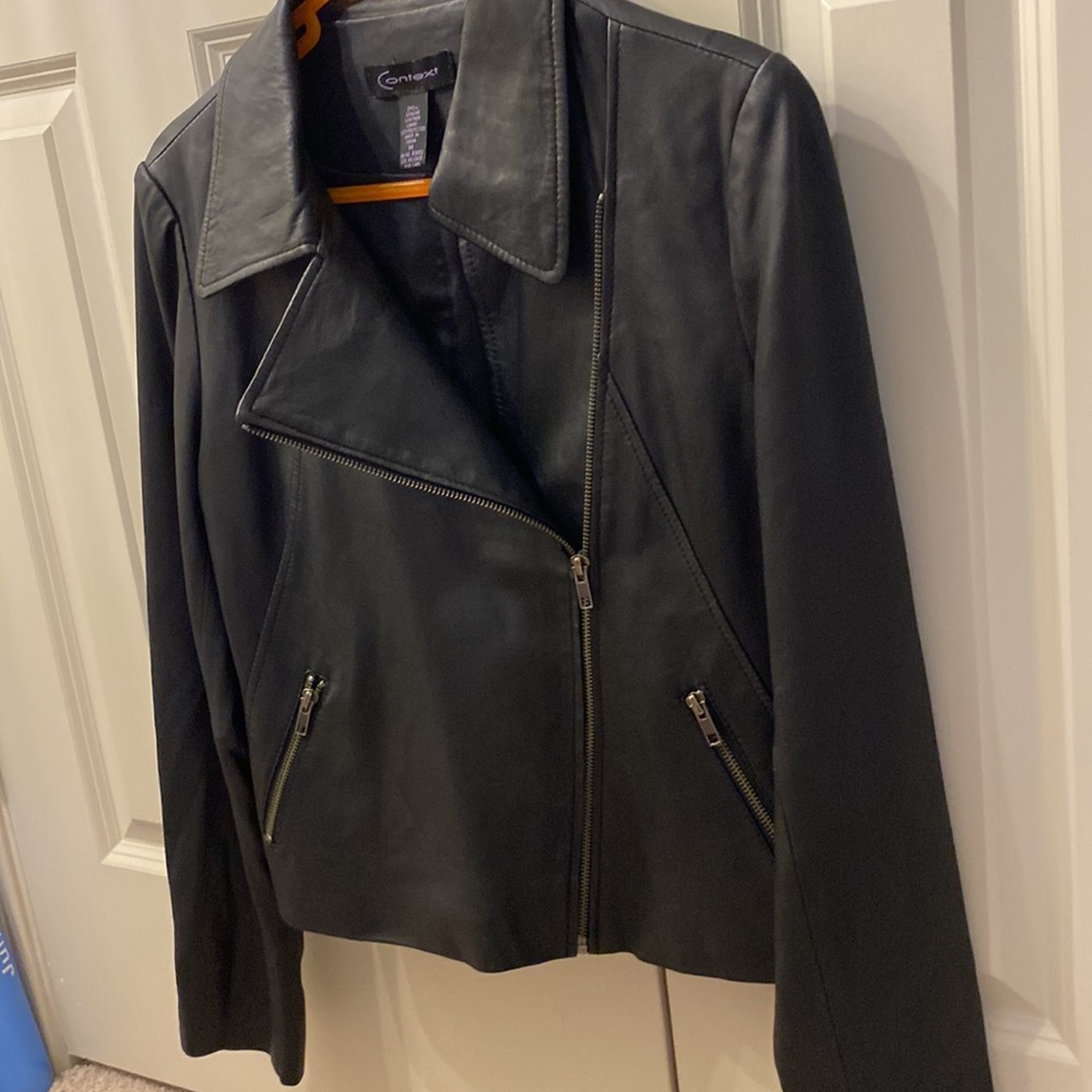Genuine black leather jacket, super soft leather size medium M